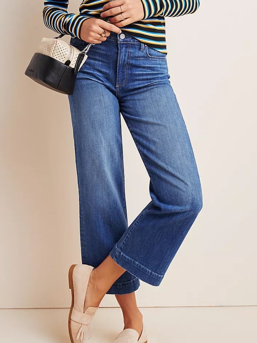 Paige Nellie High Rise Wide Leg Cropped Culotte Jeans Size 28 Relaxed